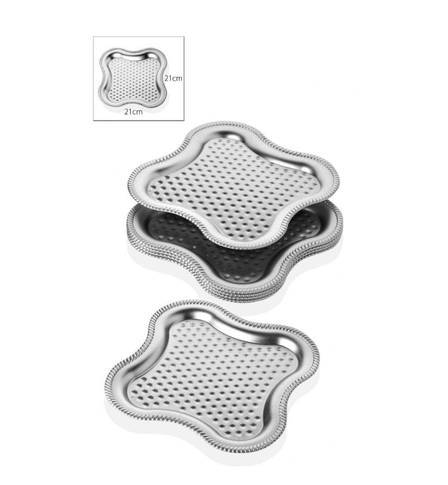 Plateau de service, 6 pièces, argent, plastique