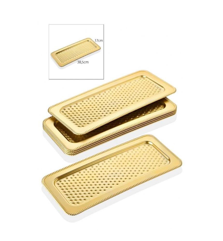 Plateau de service, 6 pièces, or, plastique