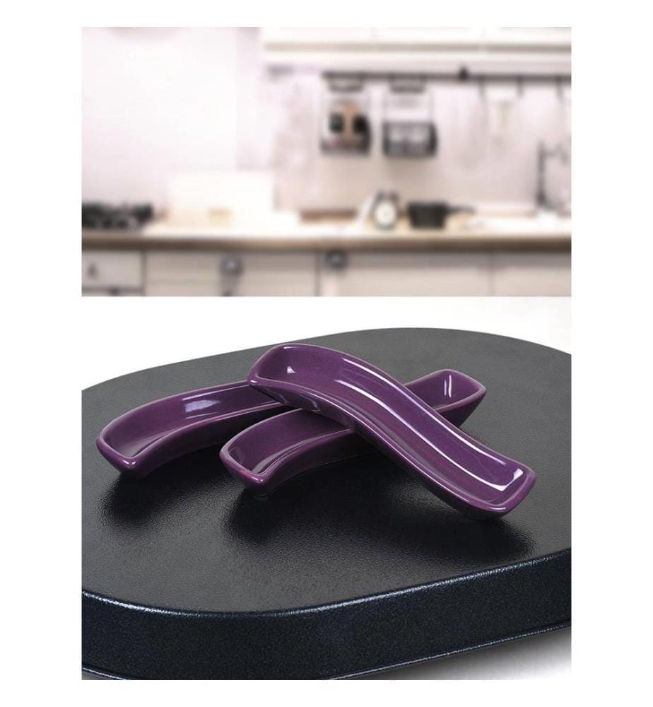 Set d'assiettes, 3 pièces, violet, céramique