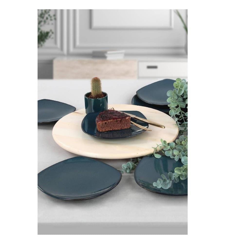 Set d'assiettes à dessert, 6 pièces, bleu foncé, céramique