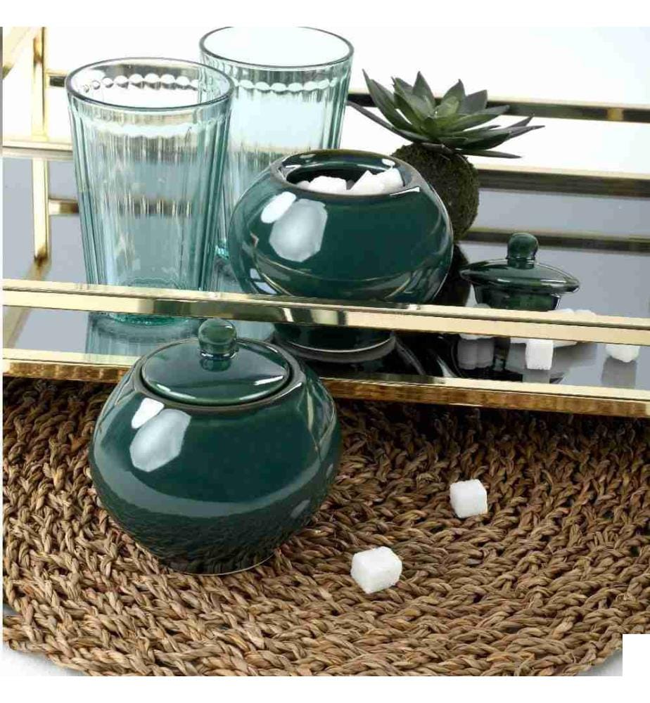 Set de sucriers, 4 pièces, vert, céramique, n'absorbe pas l'eau