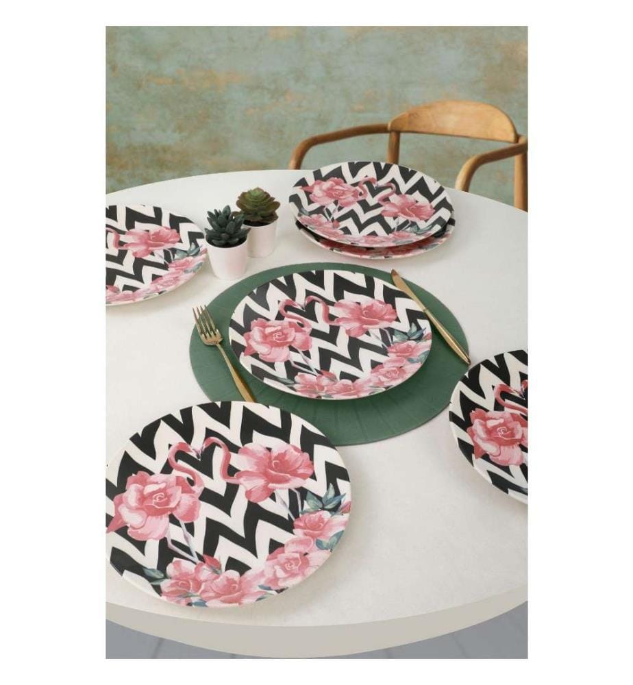 Set d'assiettes de service, 6 pièces, multicolore, céramique, n'absorbe pas l'eau