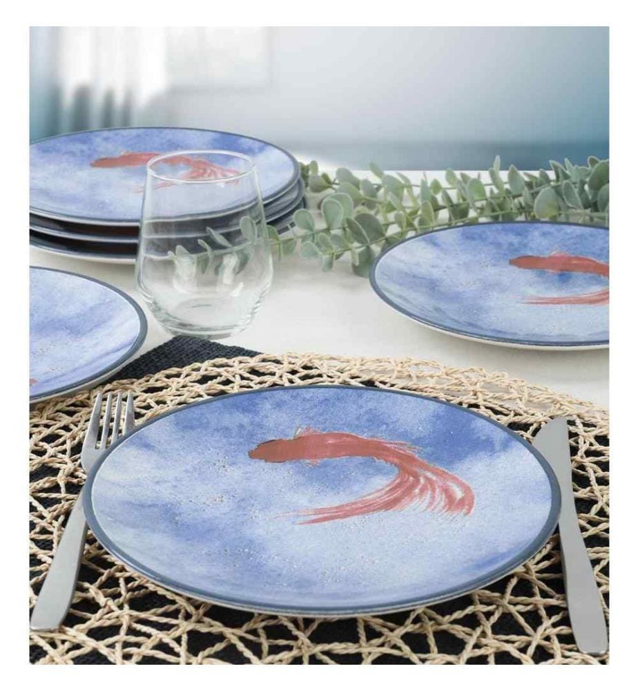 Set d'assiettes à dessert, 6 pièces, blanc, céramique, n'absorbe pas l'eau