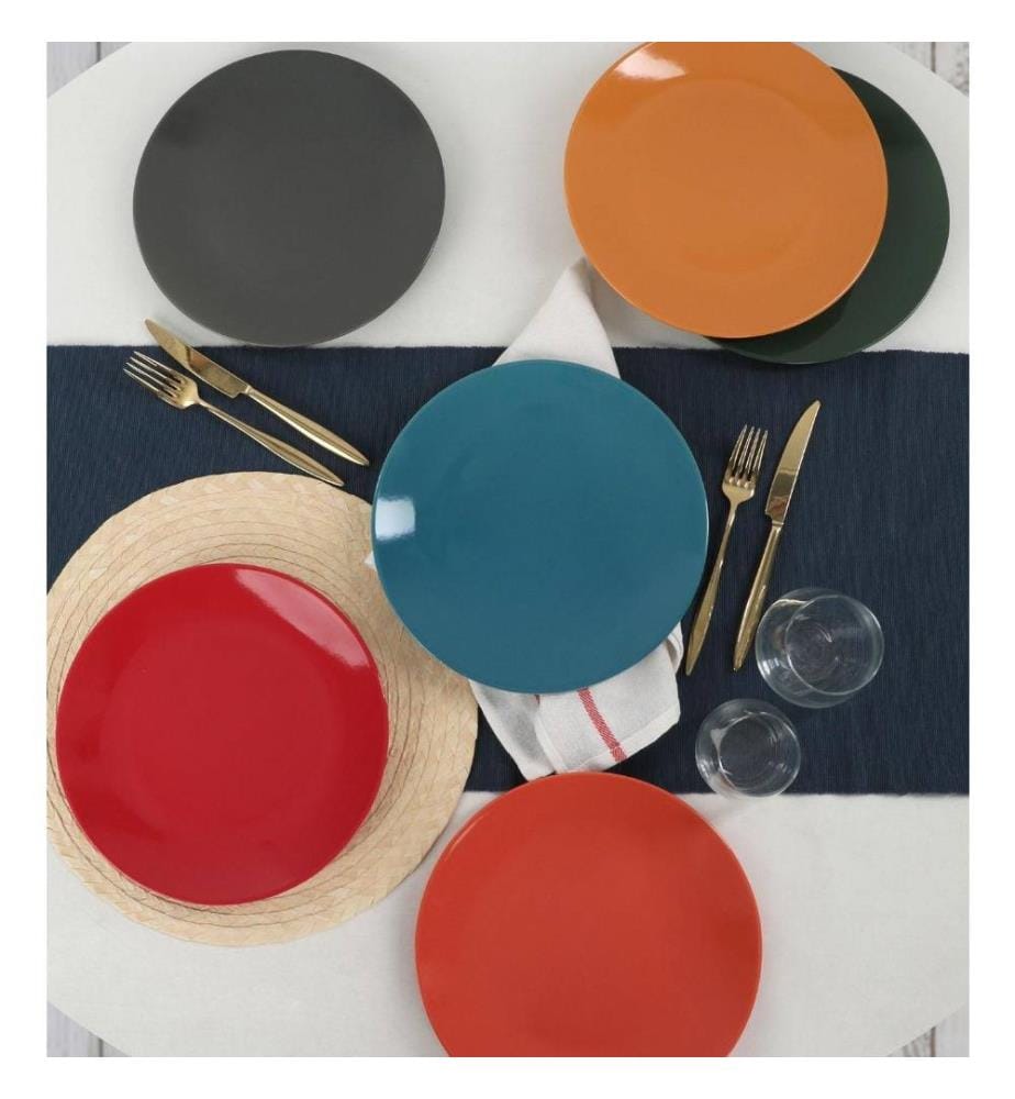 Set d'assiettes de service, 6 pièces, multicolore, céramique, n'absorbe pas l'eau