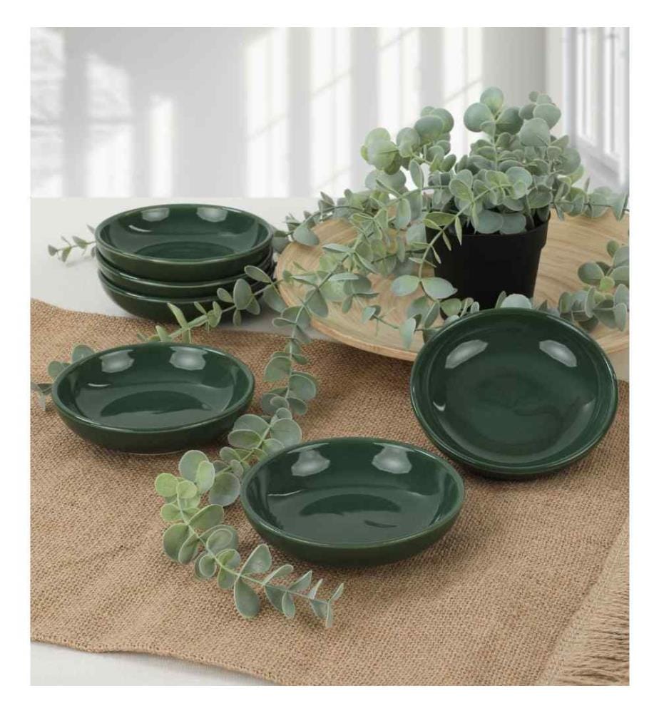 Set de bols à sauce, 6 pièces, vert, céramique, n'absorbe pas l'eau