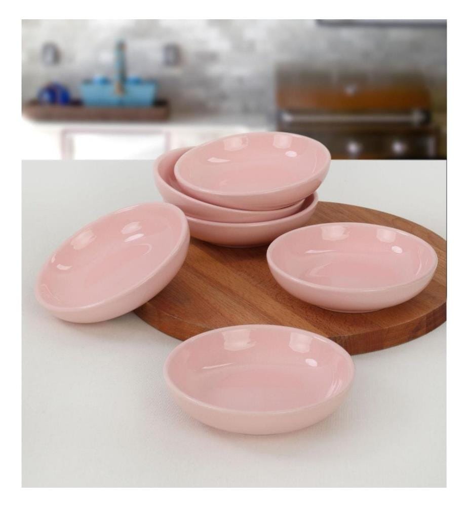 Set de bols à sauce, 6 pièces, rose, céramique, n'absorbe pas l'eau