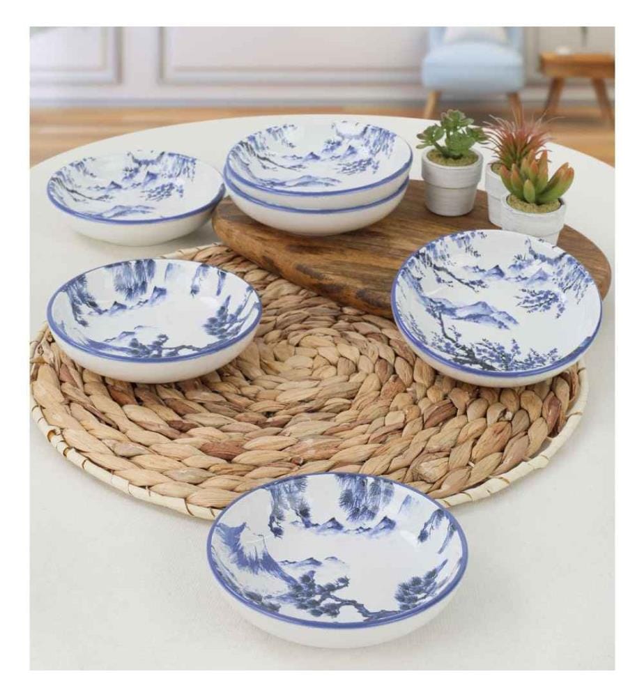 Set de bols à sauce, 6 pièces, blanc, céramique, n'absorbe pas l'eau