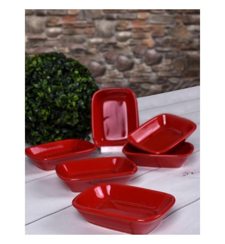 Plateau, 6 pièces, rouge, céramique, n'absorbe pas l'eau