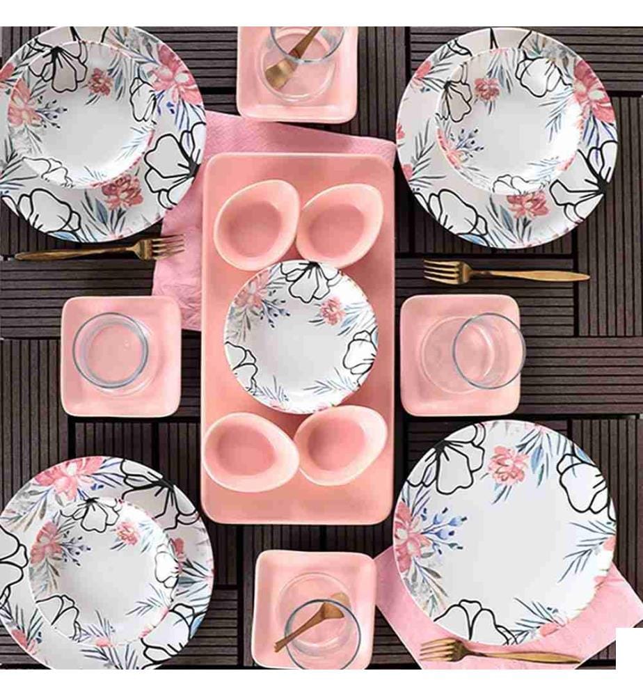 Set de petit-déjeuner, 21 pièces, multicolore, grès céramique, n'absorbe pas l'eau