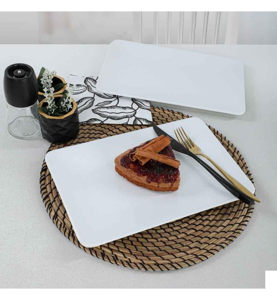 Set de plats, 2 pièces, blanc, céramique