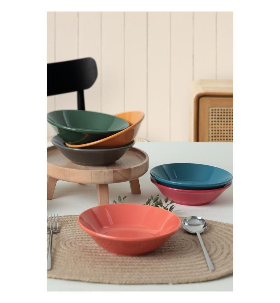 Set d'assiettes, 6 pièces, multicolore, 100% céramique, antibactérien