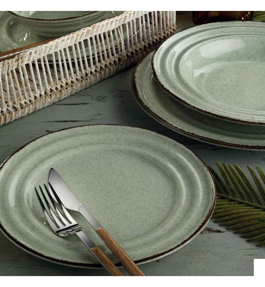 Service de table, 24 pièces, vert, porcelaine