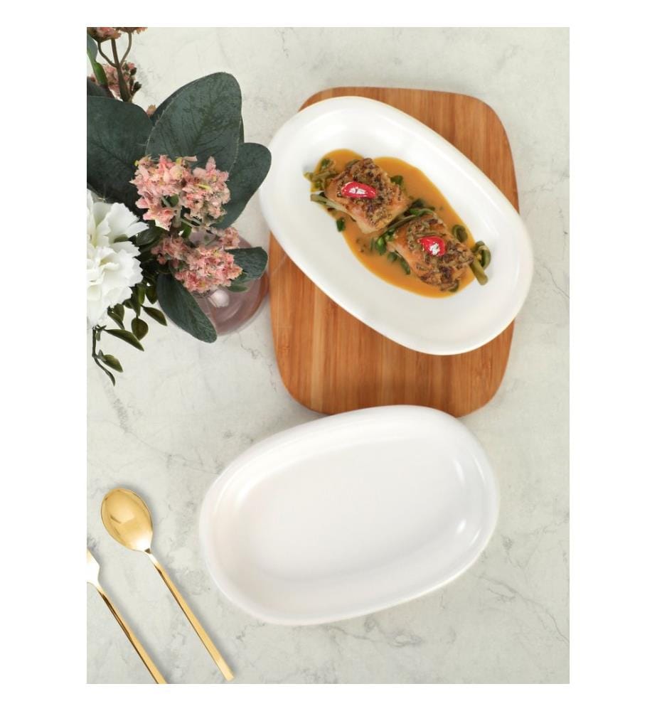 Set d'assiettes, 2 pièces, blanc, 100% céramique, antibactérien