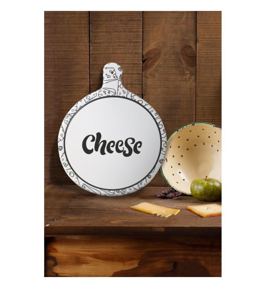 Plateau à fromage, blanc, noir, 100% CERAMIC STONEWARE