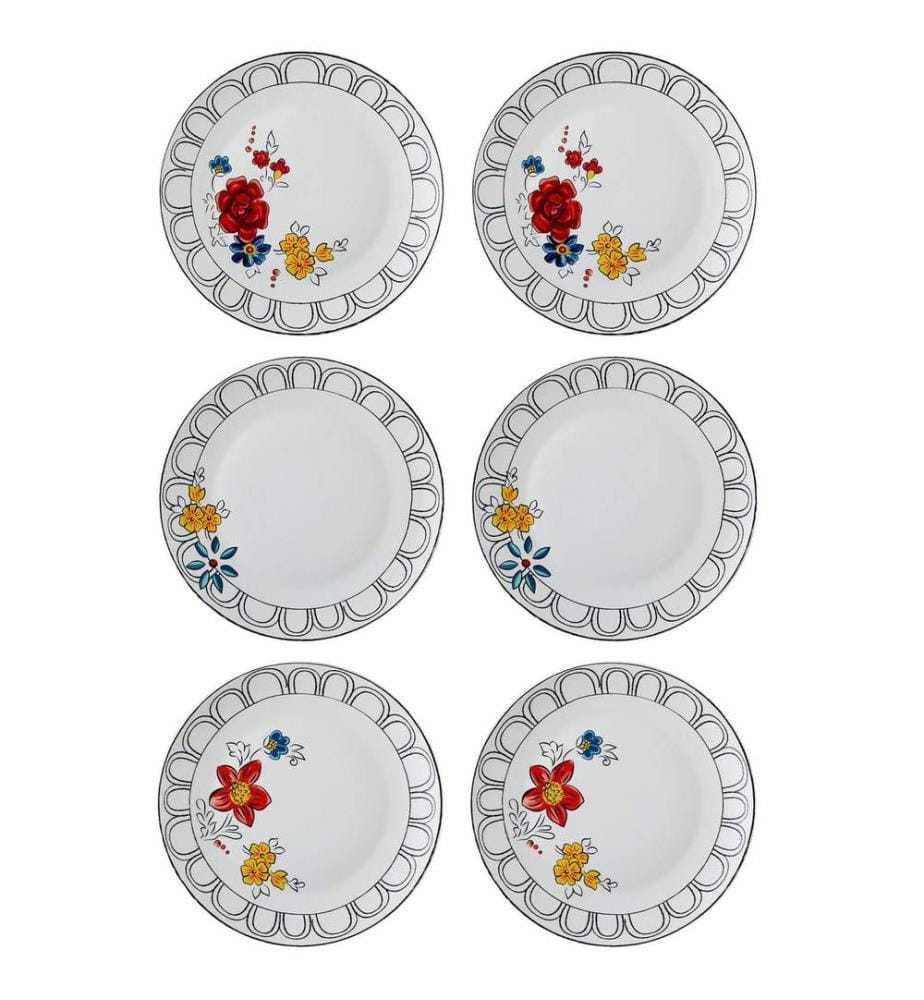 Set d'assiettes de service, 6 pièces, Multicolore, 100% PORCELAINE