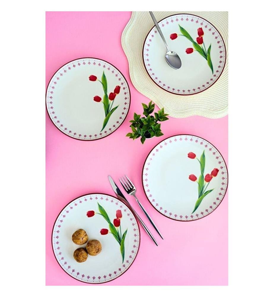 Set d'assiettes à dessert, 4 pièces, Multicolore, 100% PORCELAINE
