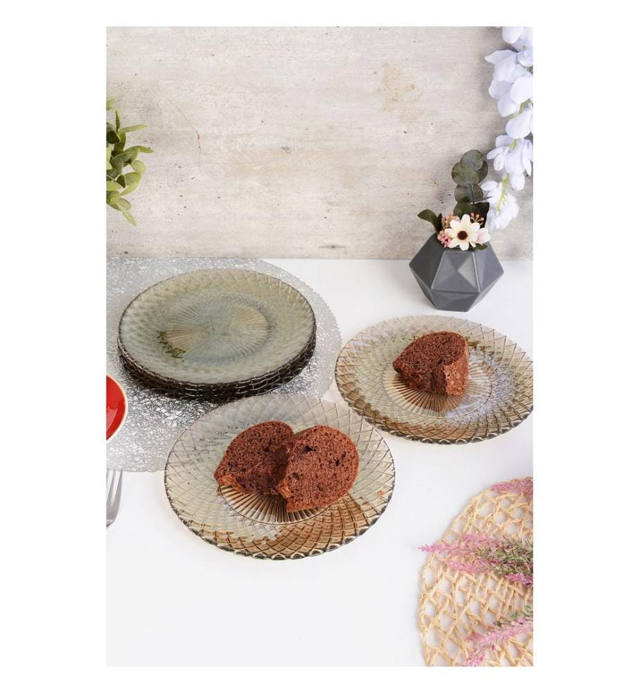 Set d'assiettes à dessert, 6 pièces, Fume, 100% VERRE