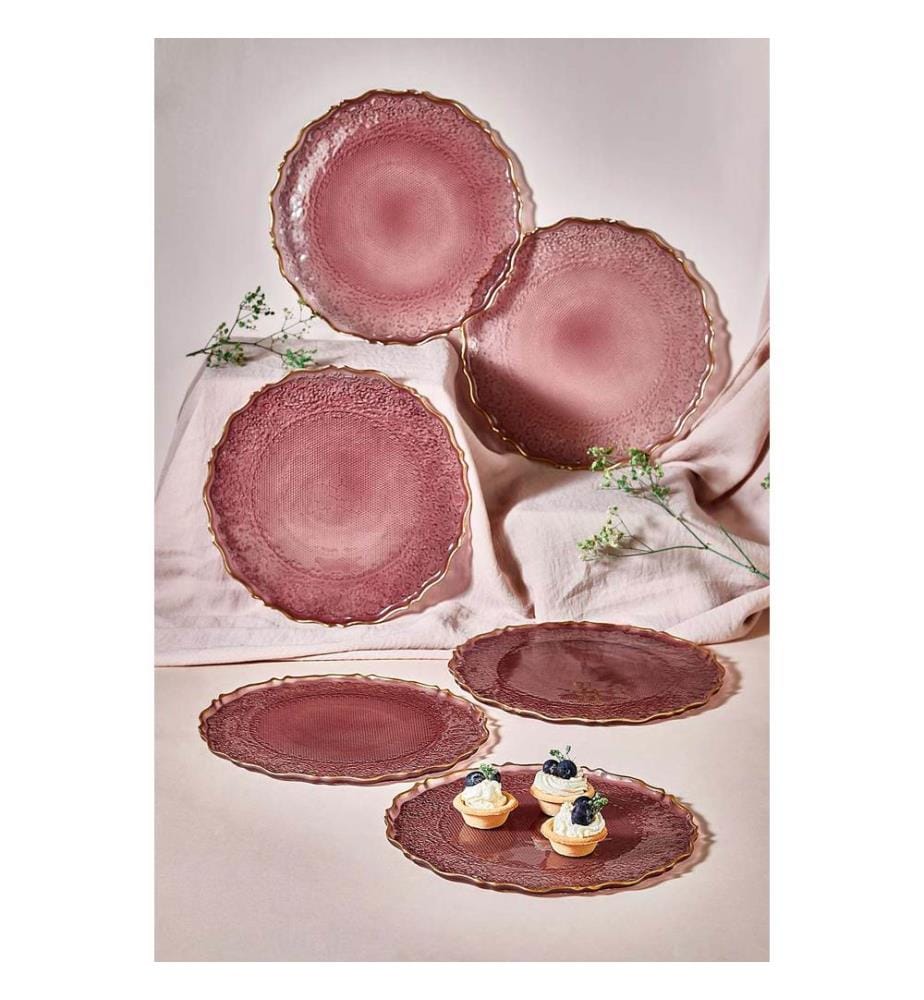 Set d'assiettes à dessert, 6 pièces, Damson, 100% VERRE