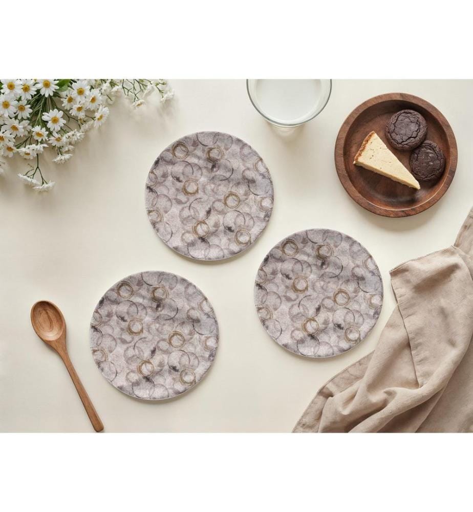 Set d'assiettes à dessert, 6 pièces, Beige, Black, 100% CERAMIC