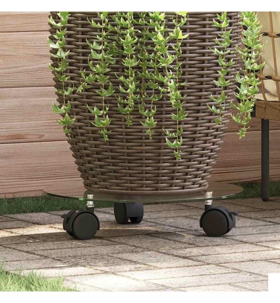Porte-plantes roulant 2 pcs Verre trempé 28 cm Rond