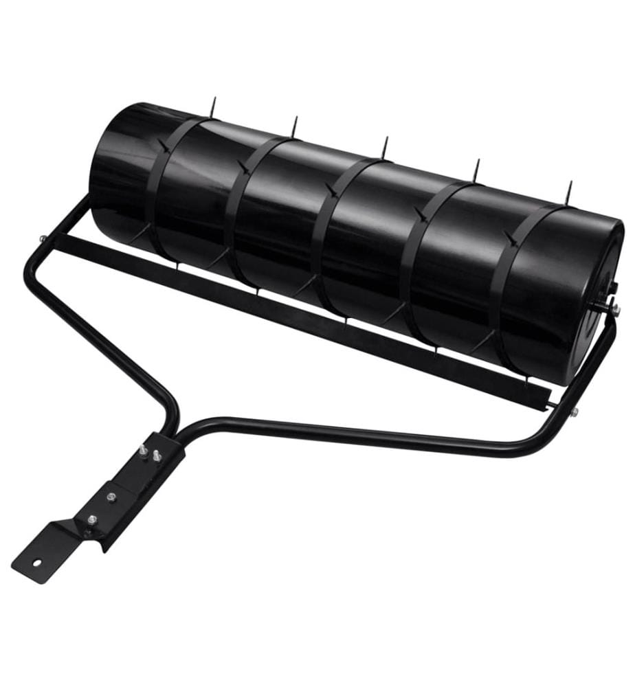 Rouleau de jardin et de pelouse à tirer avec pinces aérateur noir 63 L en fer