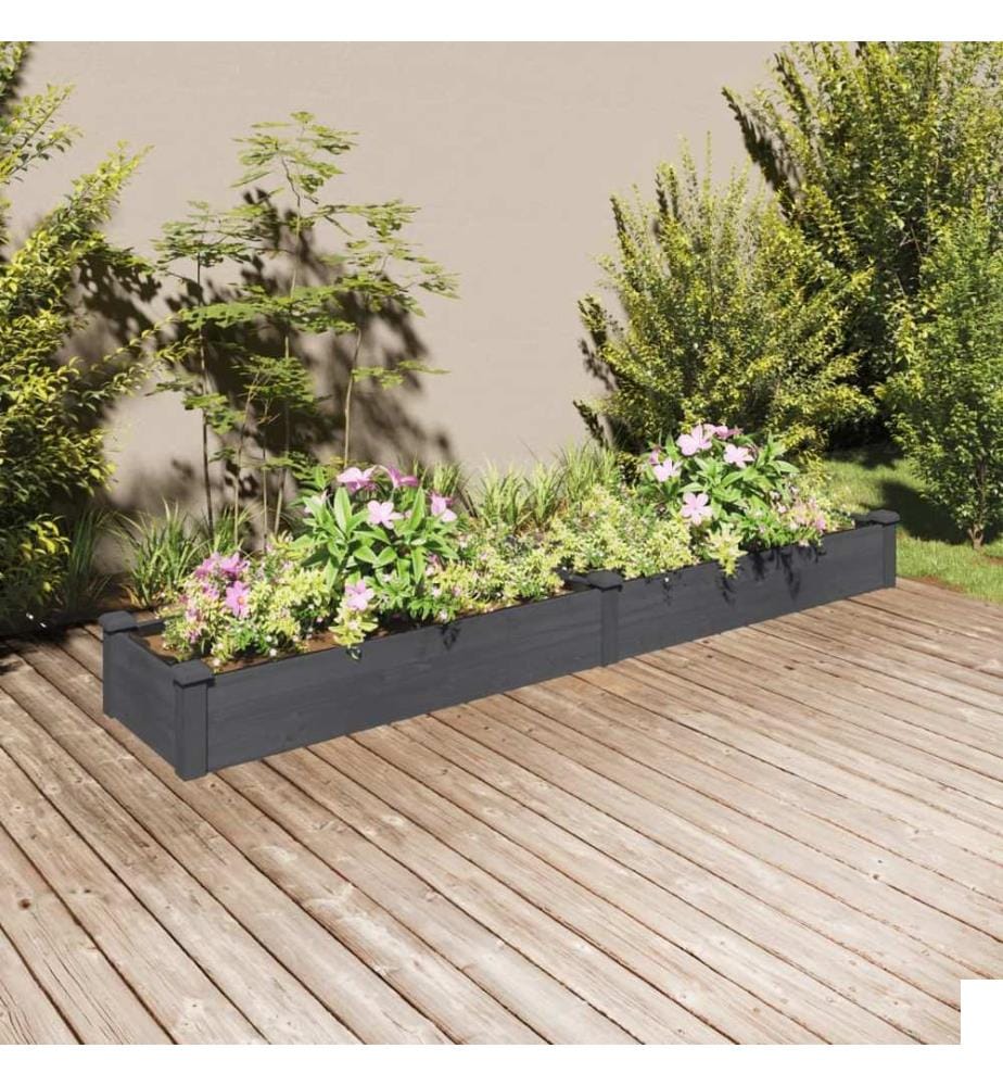 Lit surélevé de jardin doublure 240x45x25 cm bois massif sapin