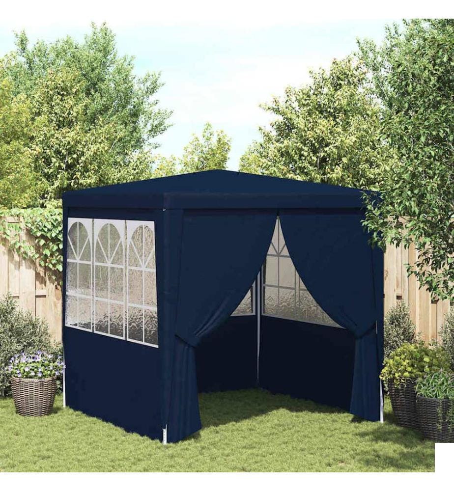 Tente de réception avec parois latérales 2,5x2,5 m Bleu 90 g/m²