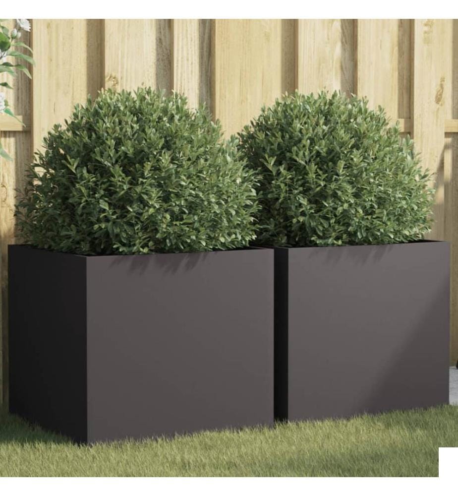 Jardinières 2 pcs noir 49x47x46 cm acier