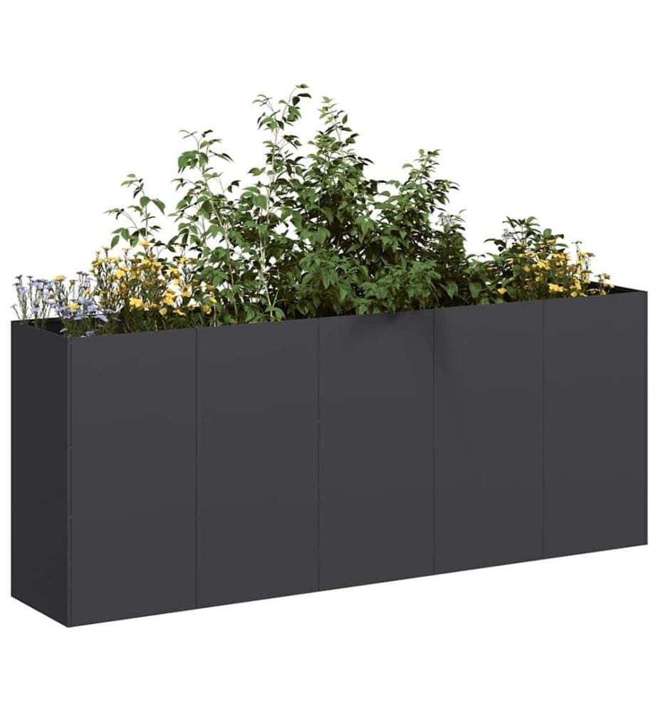 Jardinière noir 200x40x80 cm acier laminé à froid