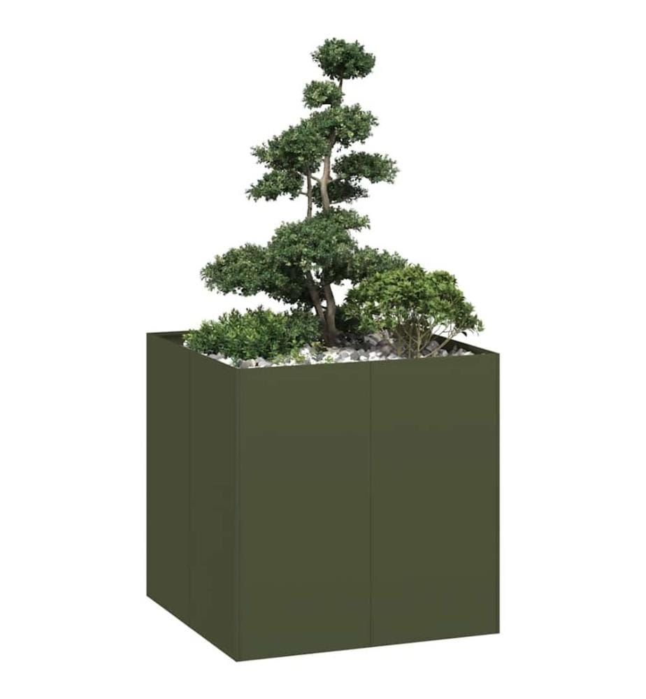 Jardinière vert olive 80x80x80 cm acier