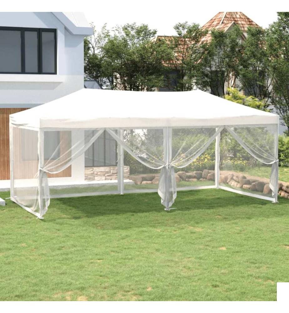 Tente de réception pliable avec parois Blanc 3x6 m