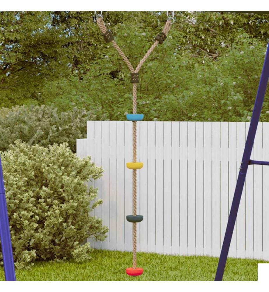 Balançoire à câble à disque d'enfants et 4 marches multicolore