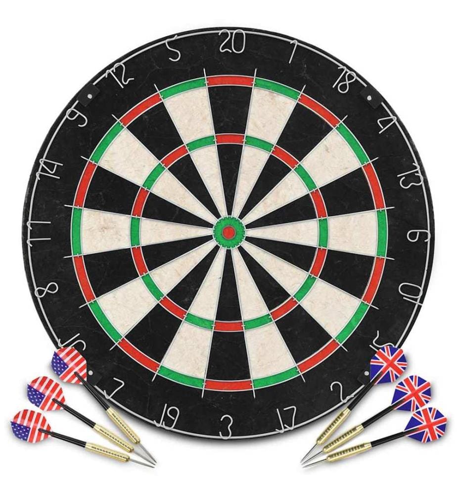 Jeu de cibles professionnel en sisal avec 6 fléchettes