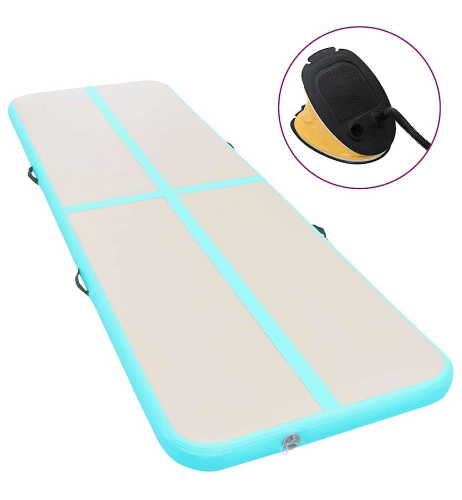 Tapis gonflable de gymnastique avec pompe 400x100x10cm PVC Vert