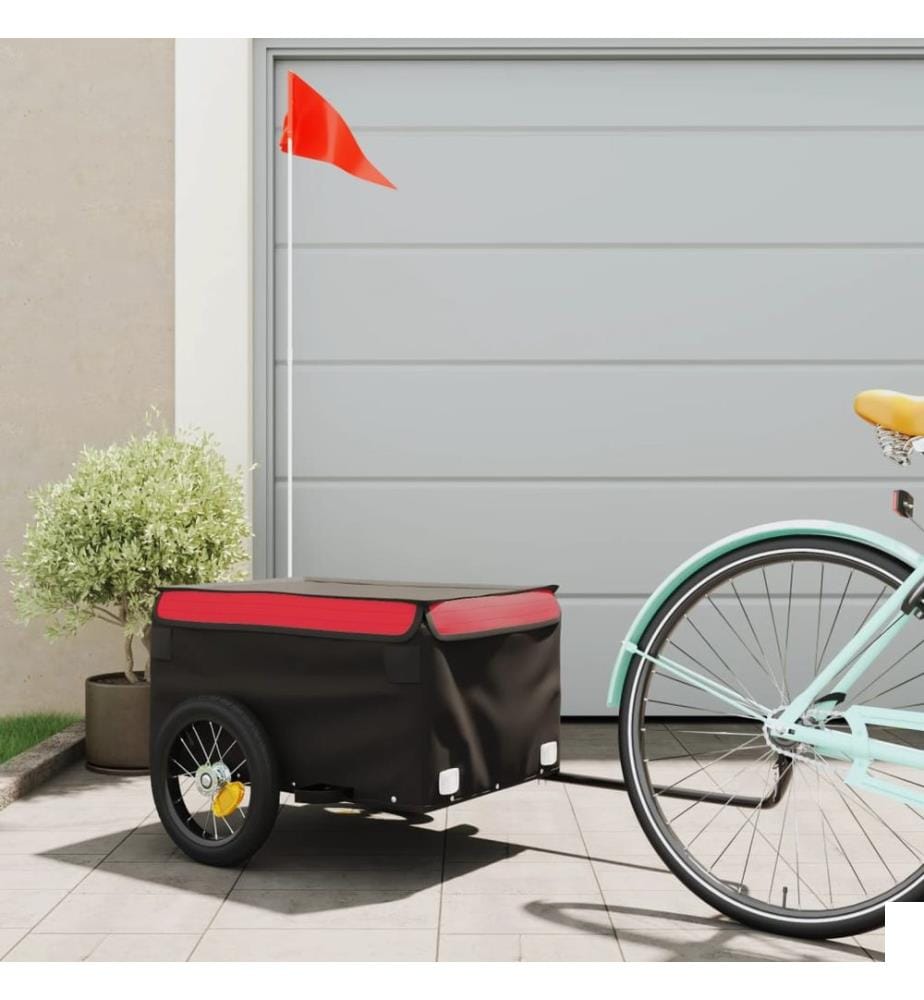Remorque de vélo noir et rouge 30 kg fer