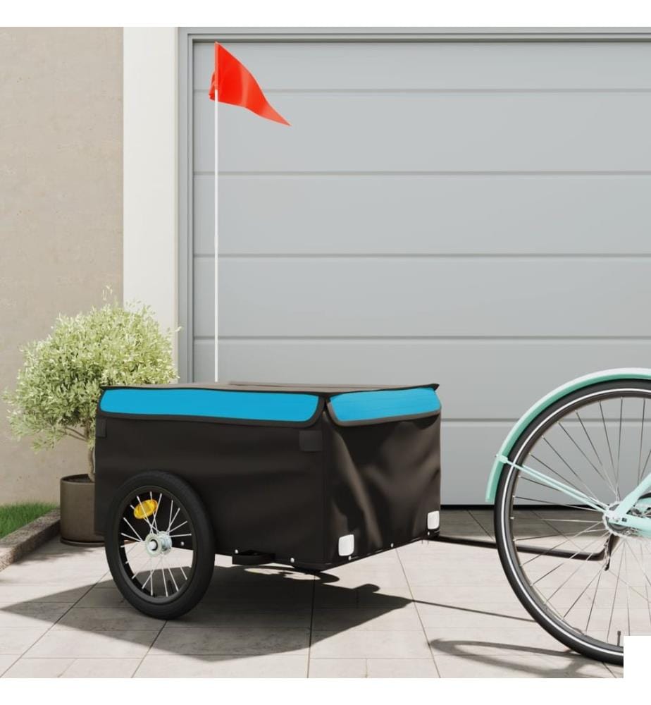 Remorque de vélo noir et bleu 45 kg fer