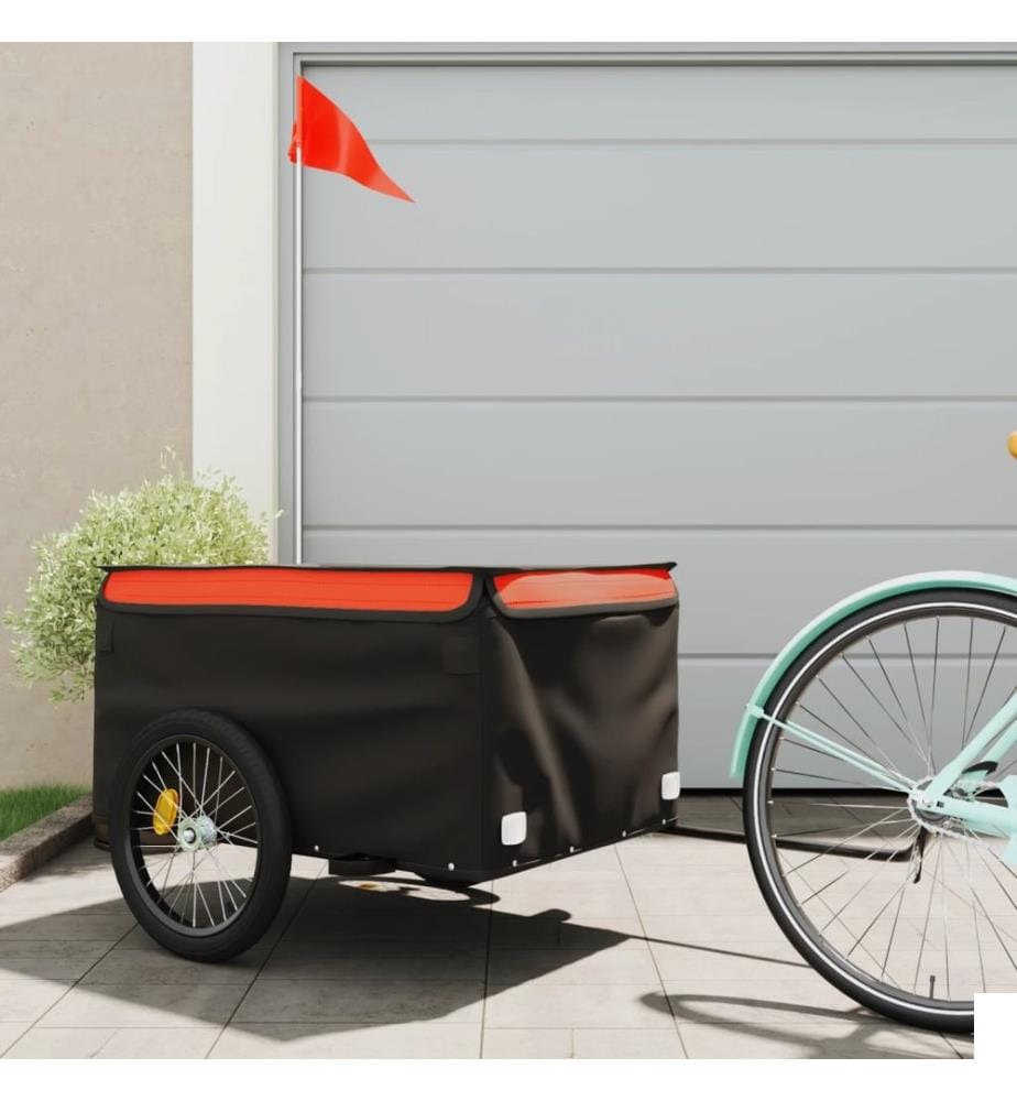 Remorque de vélo noir et orange 45 kg fer