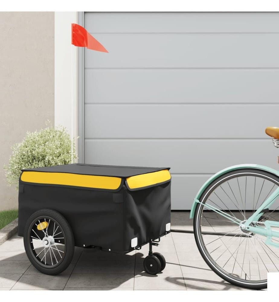 Remorque de vélo noir et jaune 45 kg fer