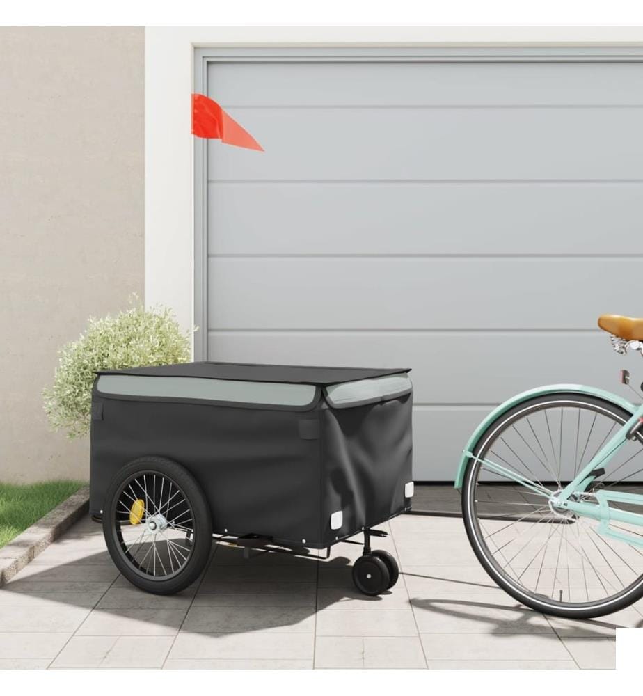 Remorque de vélo noir et gris 45 kg fer