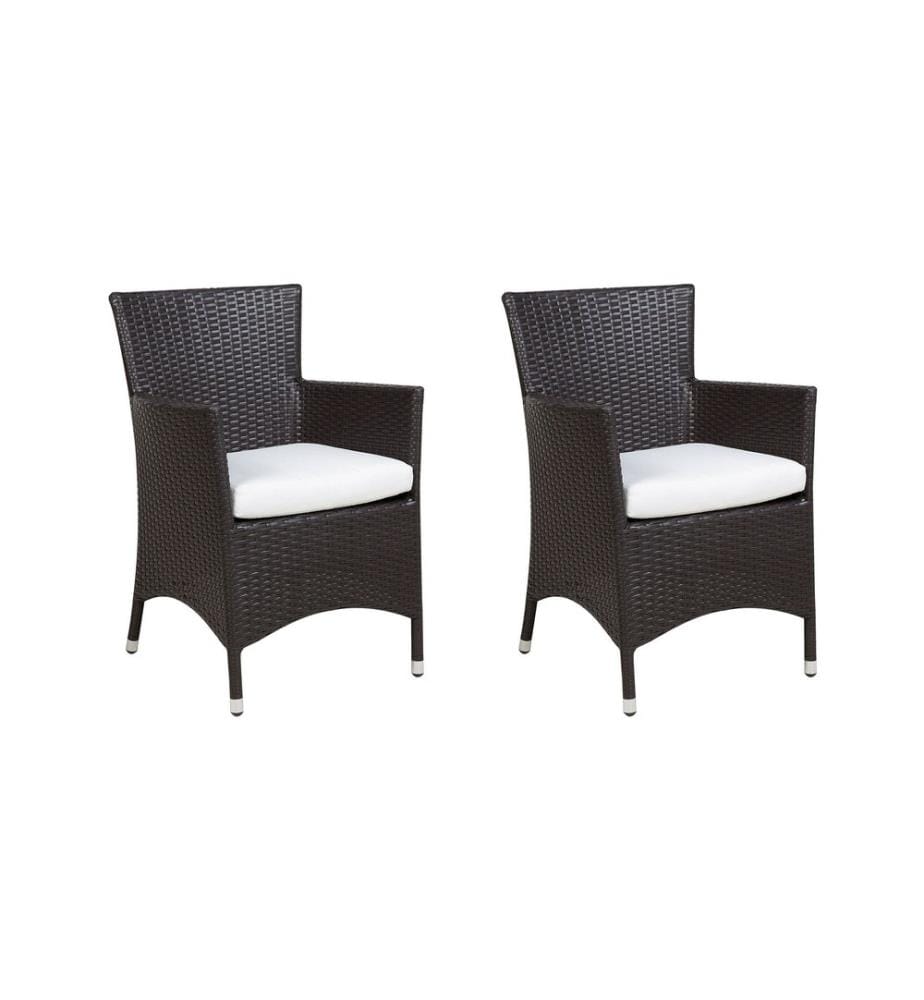 Lot de 2 chaises de jardin avec coussins ITALY Marron foncé