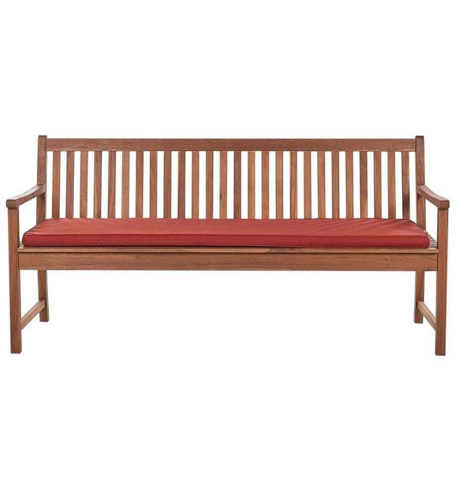 Banc avec coussin d'assise VIVARA 180 cm Bois d'acacia certifié Rouge foncé