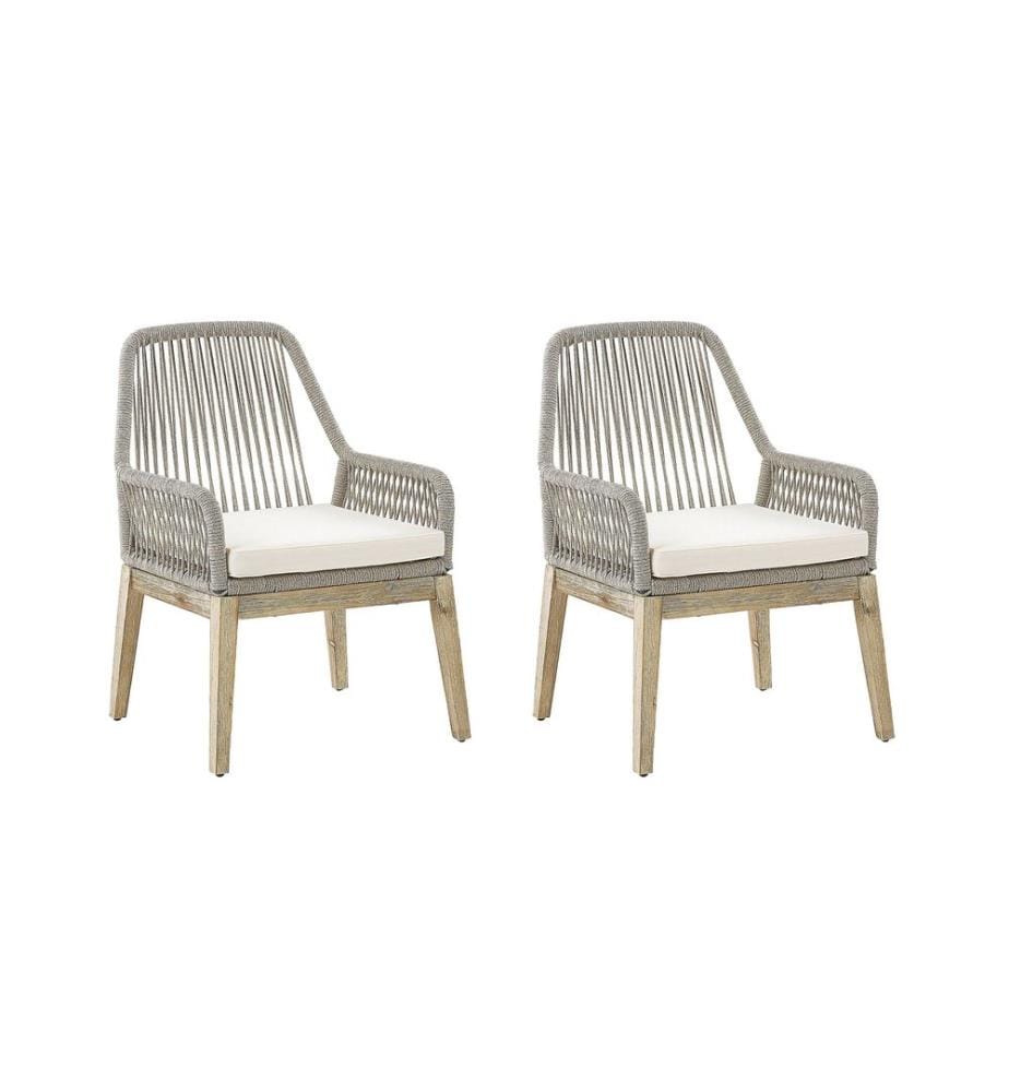 Lot de 2 chaises de jardin avec coussins OLBIA Blanc cassé