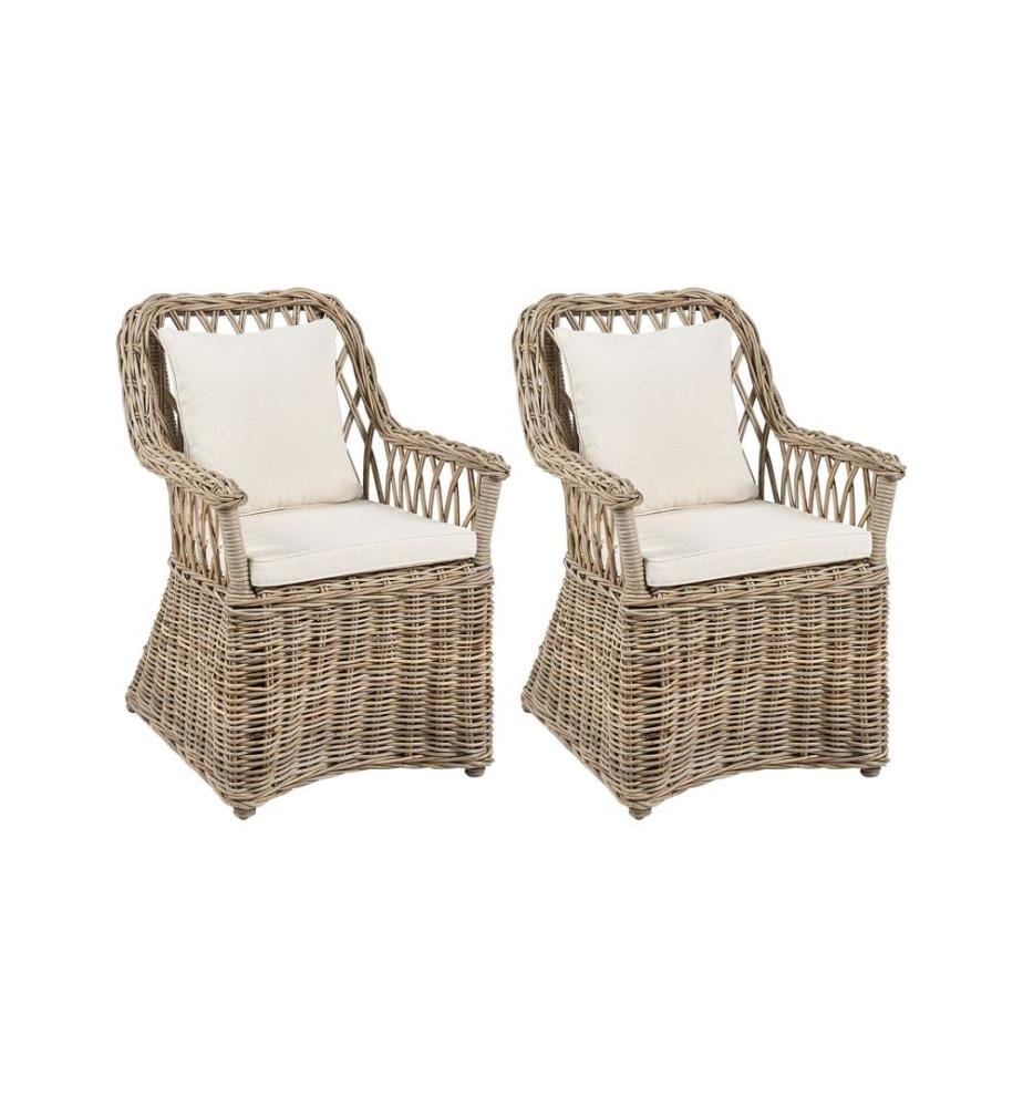 Lot de 2 chaises de jardin en rotin naturel MAROS II