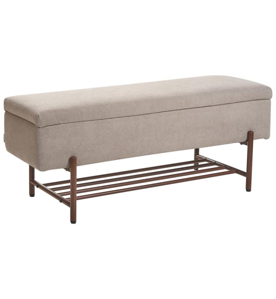 Banc à chaussures VAIL Tissu 115 cm 40 cm avec rangement Taupe