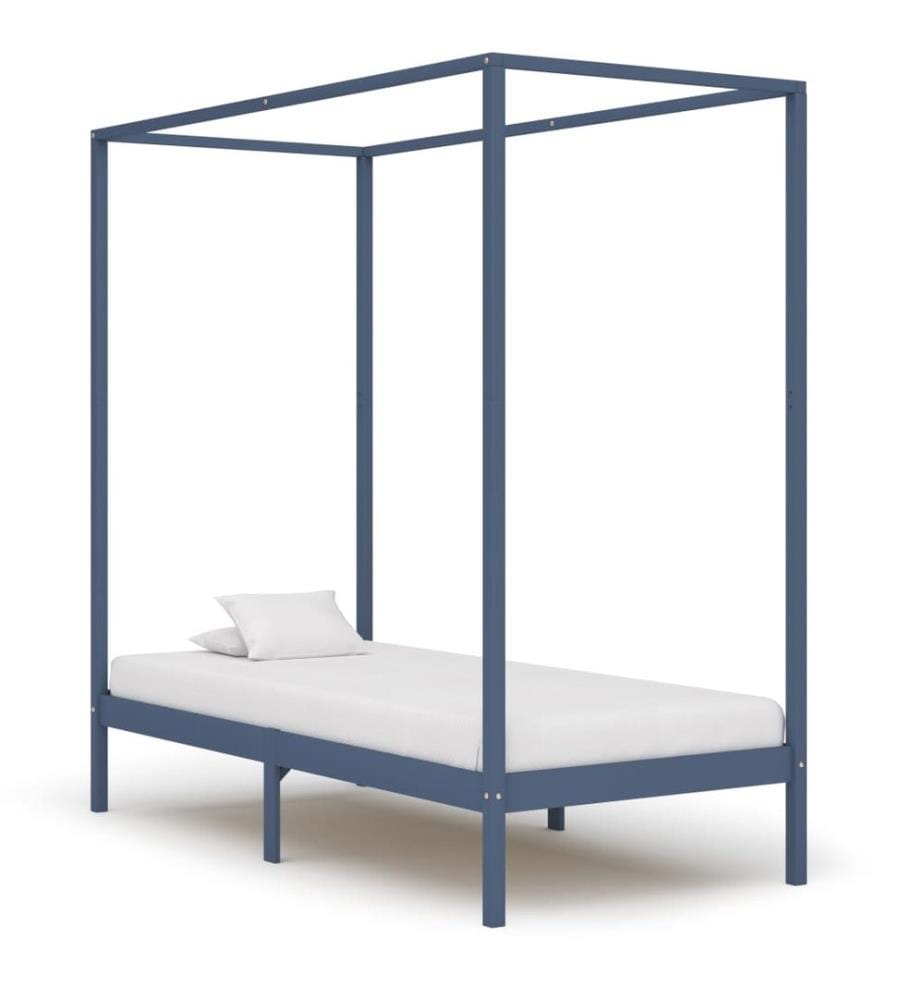 Cadre de lit à baldaquin sans matelas bois massif 100x200 cm