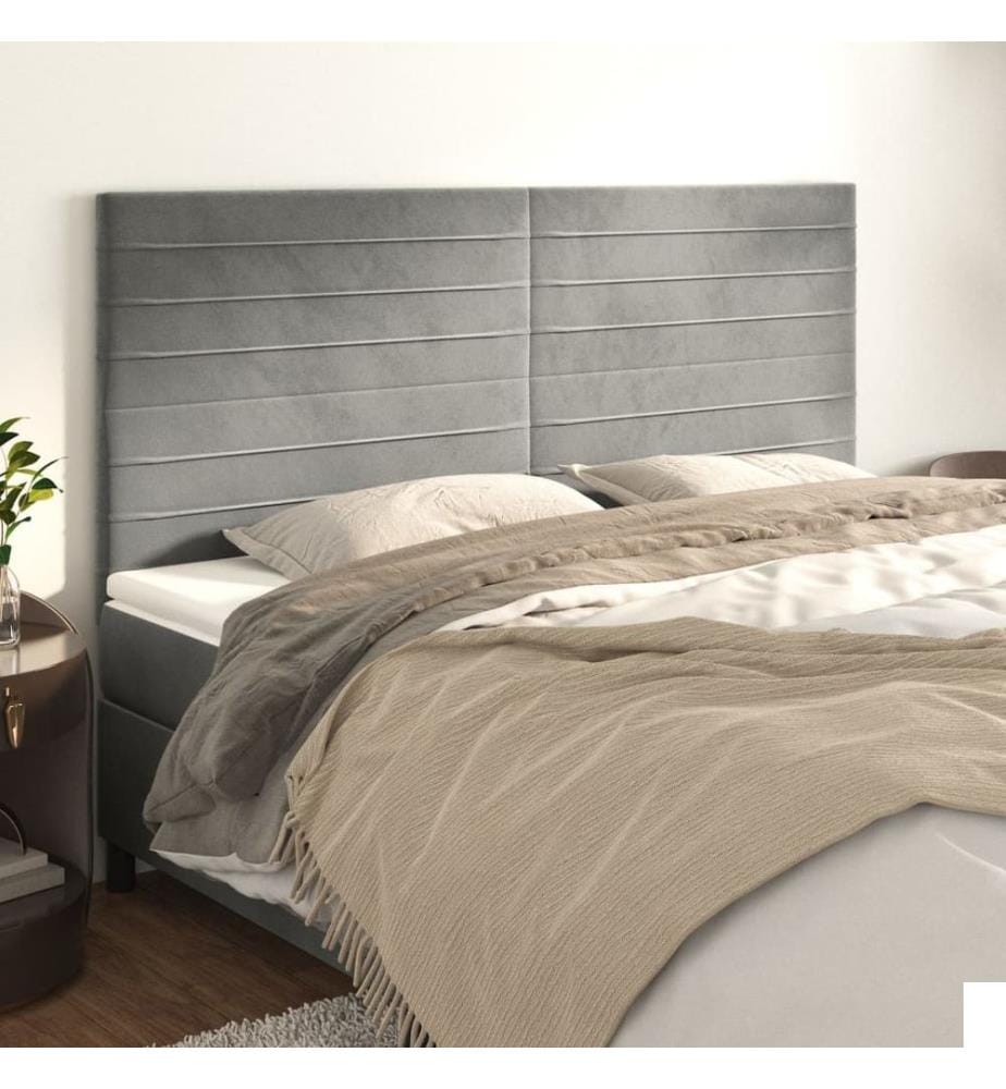 Tête de lit Gris clair 180x5x118/128 cm Velours