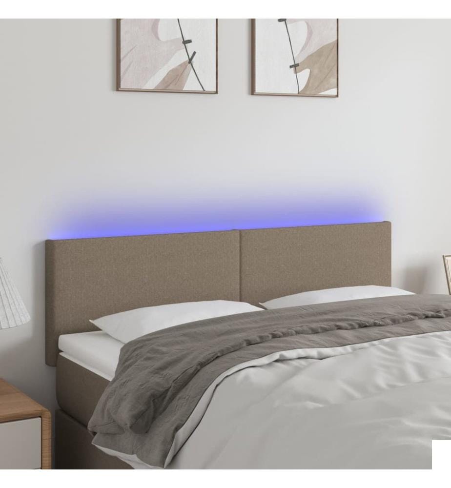 Tête de lit à LED Taupe 144x5x78/88 cm Tissu