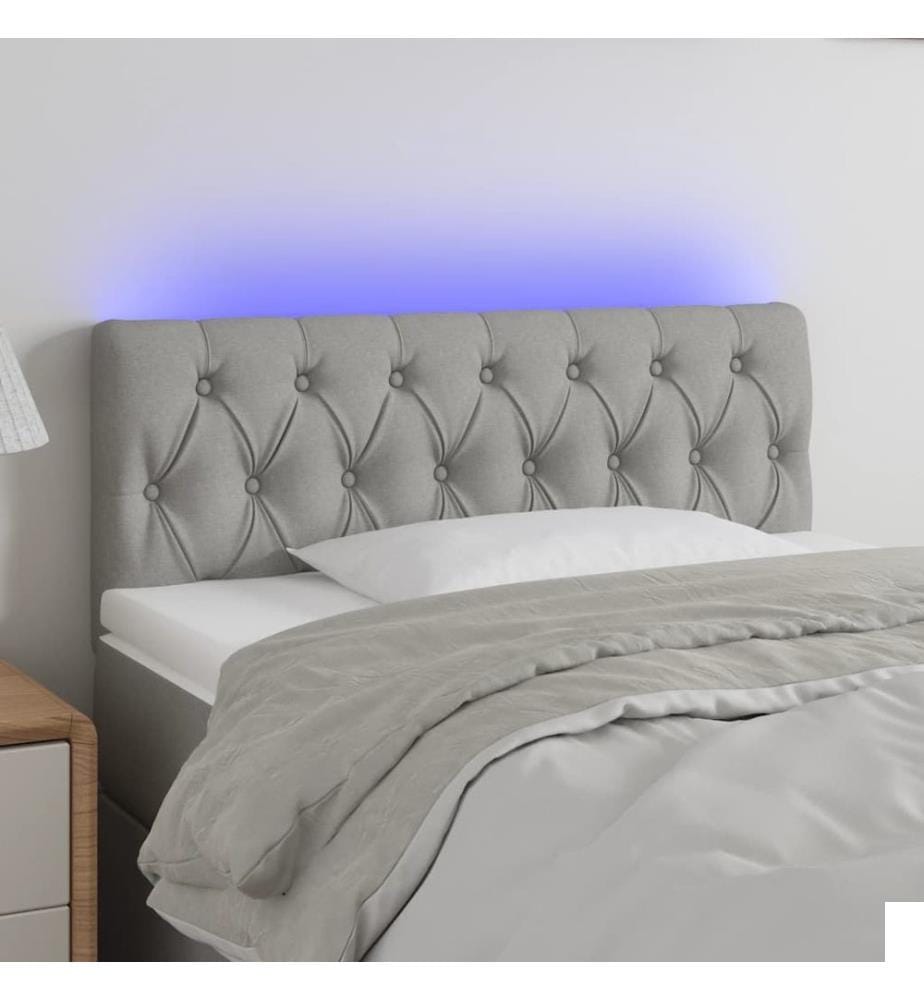 Tête de lit à LED Gris clair 100x7x78/88 cm Tissu