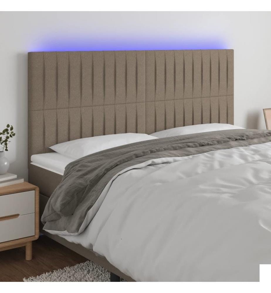Tête de lit à LED Taupe 180x5x118/128 cm Tissu