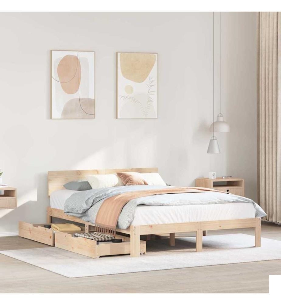 Cadre de lit avec tiroirs sans matelas 140x200 cm